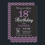 18th Birthday Invitation Black and Purple<br><div class="desc">18th Birthday Invitation with Black and Purple Chevron. Black and White. Adult Birthday. Man or Women Bday Invite. For further customisation,  please click the "Customise it" button and use our design tool to modify this template.</div>