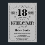 18th Birthday Invitation Black and Silver Grey<br><div class="desc">18th Birthday Invitation Black and Silver Grey Typography. Black and Silver Grey Grey Background. Adult Birthday. Male Men or Women Birthday. Kids Boy or Girl Lady Teen Teenage Bday Invite. 13th 15th 16th 18th 20th 21st 30th 40th 50th 60th 70th 80th 90th 100th. Any Age. For further customisation, please click...</div>