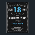 18th Birthday Invitation Blue and Black Chalkboard<br><div class="desc">18th Birthday Invitation Blue and Black Typography. Chalkboard. Black and White Background. Adult Birthday. Male Men or Women Birthday. Kids Boy or Girl Lady Teen Teenage Bday Invite. 13th 15th 16th 18th 20th 21st 30th 40th 50th 60th 70th 80th 90th 100th. Any Age. For further customisation, please click the "Customise...</div>