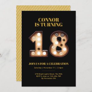 18th birthday invitation bright lights