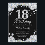 18th Birthday Invitation Chalkboard Silver Diamond<br><div class="desc">18th Birthday Invitation. Silver Rhinestone Diamond Chalkboard Background. Elegant Birthday Bash invite. Black and White. Adult Birthday. Women Birthday. Men Birthday. For further customisation,  please click the "Customise it" button and use our design tool to modify this template.</div>