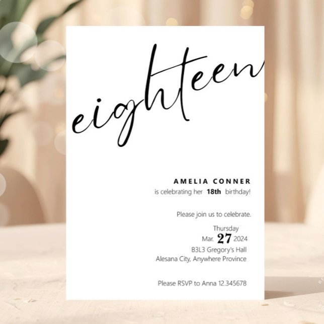 18th Birthday Invitation Minimalist Debut Invite (Creator Uploaded)