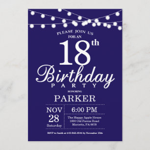 18th Birthday Invitation Navy Blue