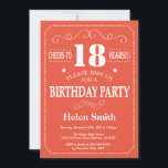 18th Birthday Invitation Orange and White<br><div class="desc">18th Birthday Invitation Orange and White Typography. Orange and White Background. Adult Birthday. Male Men or Women Birthday. Kids Boy or Girl Lady Teen Teenage Bday Invite. 13th 15th 16th 18th 20th 21st 30th 40th 50th 60th 70th 80th 90th 100th. Any Age. For further customisation, please click the "Customise it"...</div>