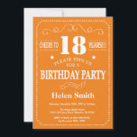 18th Birthday Invitation Orange and White<br><div class="desc">18th Birthday Invitation Orange and White Typography. Orange and White Background. Adult Birthday. Male Men or Women Birthday. Kids Boy or Girl Lady Teen Teenage Bday Invite. 13th 15th 16th 18th 20th 21st 30th 40th 50th 60th 70th 80th 90th 100th. Any Age. For further customisation, please click the "Customise it"...</div>