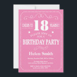 18th Birthday Invitation Pink and White<br><div class="desc">18th Birthday Invitation Pink and White Typography. Pink and White Background. Adult Birthday. Male Men or Women Birthday. Kids Boy or Girl Lady Teen Teenage Bday Invite. 13th 15th 16th 18th 20th 21st 30th 40th 50th 60th 70th 80th 90th 100th. Any Age. For further customisation, please click the "Customise it"...</div>
