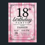 18th Birthday Invitation Pink Glitter<br><div class="desc">18th Birthday Invitation with Pink String Lights with Pink Glitter Background. Pink Birthday. Adult Birthday. Men or Women Bday Invite. 13th 15th 16th 18th 20th 21st 30th 40th 50th 60th 70th 80th 90th 100th, Any age. For further customisation, please click the "Customise it" button and use our design tool to...</div>