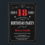 18th Birthday Invitation Red and Black Chalkboard<br><div class="desc">18th Birthday Invitation Red and Black Typography. Chalkboard. Black and White Background. Adult Birthday. Male Men or Women Birthday. Kids Boy or Girl Lady Teen Teenage Bday Invite. 13th 15th 16th 18th 20th 21st 30th 40th 50th 60th 70th 80th 90th 100th. Any Age. For further customisation, please click the "Customise...</div>