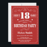 18th Birthday Invitation Red and White<br><div class="desc">18th Birthday Invitation Red and White Typography. Red and White Background. Adult Birthday. Male Men or Women Birthday. Kids Boy or Girl Lady Teen Teenage Bday Invite. 13th 15th 16th 18th 20th 21st 30th 40th 50th 60th 70th 80th 90th 100th. Any Age. For further customisation, please click the "Customise it"...</div>