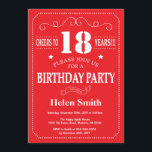 18th Birthday Invitation Red and White<br><div class="desc">18th Birthday Invitation Red and White Typography. Red and White Background. Adult Birthday. Male Men or Women Birthday. Kids Boy or Girl Lady Teen Teenage Bday Invite. 13th 15th 16th 18th 20th 21st 30th 40th 50th 60th 70th 80th 90th 100th. Any Age. For further customisation, please click the "Customise it"...</div>