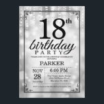 18th Birthday Invitation Silver Glitter<br><div class="desc">18th Birthday Invitation with Silver String Lights with Silver Glitter Background. Silver Birthday. Adult Birthday. Men or Women Bday Invite. 13th 15th 16th 18th 20th 21st 30th 40th 50th 60th 70th 80th 90th 100th, Any age. For further customisation, please click the "Customise it" button and use our design tool to...</div>