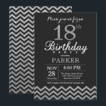 18th Birthday Invitation Silver Glitter<br><div class="desc">18th Birthday Invitation with Silver Glitter Chevron. Black and Silver Glitter. Adult Birthday. Man or Women Bday Invite. For further customisation,  please click the "Customise it" button and use our design tool to modify this template.</div>
