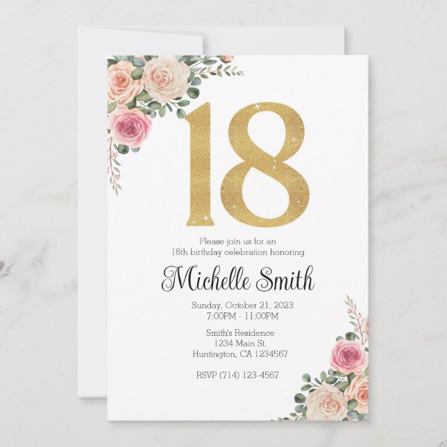 18th Birthday Invitation Template (Front)