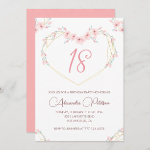 18th birthday invitations Boho Floral Pink
