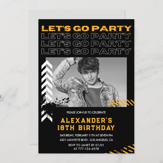 18th birthday invitations Men Photo Spray paint (Front/Back)