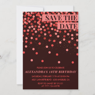 18th birthday invitations Save the date Confetti 