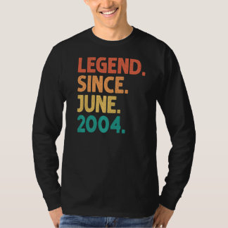 18th Birthday Legend Since June 2004 18 Years Old  T-Shirt