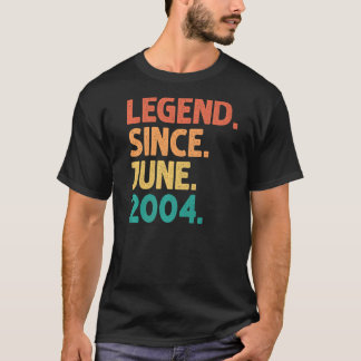 18th Birthday Legend Since June 2004 18 Years Old  T-Shirt