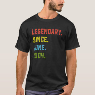 18th Birthday  Legendary Since June 2004 18 Years  T-Shirt