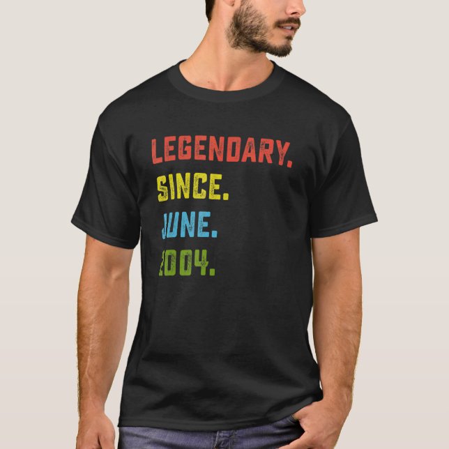 18th Birthday  Legendary Since June 2004 18 Years  T-Shirt (Front)