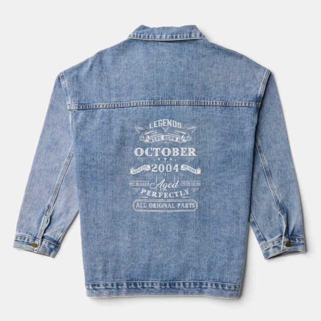 18th Birthday Legends Born In October 2004 18 Yrs Denim Jacket (Back)