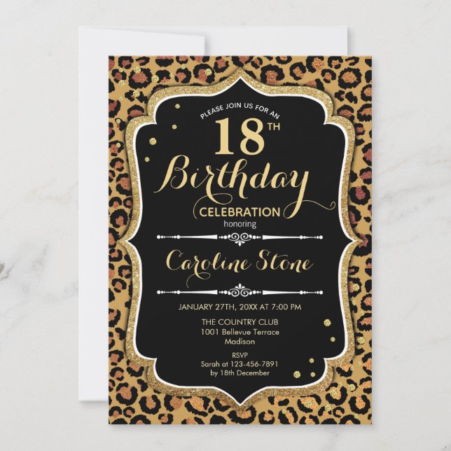 18th Birthday - Leopard Print Invitation (Front)