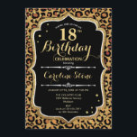 18th Birthday - Leopard Print Invitation<br><div class="desc">18th Birthday Invitation.
Elegant black white design with faux glitter gold. Features leopard cheetah animal print and script font. Perfect for an elegant birthday party. Can be personalized into any year! Message me if you need further customization.</div>