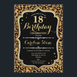 18th Birthday - Leopard Print Invitation<br><div class="desc">18th Birthday Invitation.
Elegant black white design with faux glitter gold. Features leopard cheetah animal print and script font. Perfect for an elegant birthday party. Can be personalized into any year! Message me if you need further customization.</div>