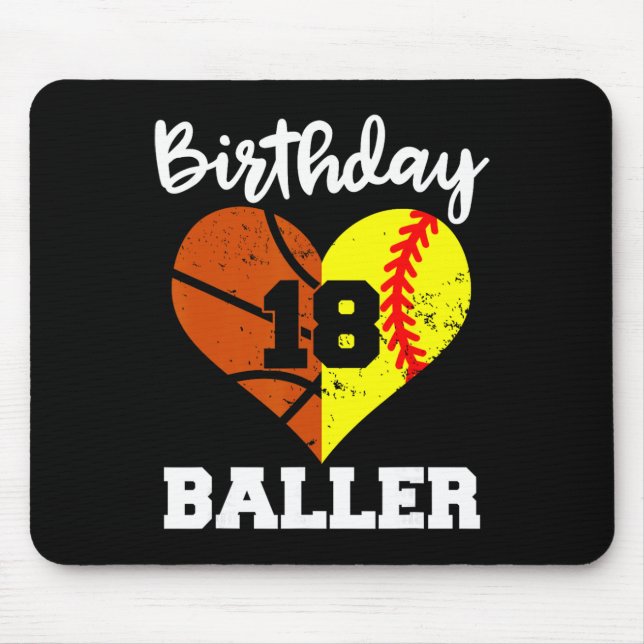 18th Birthday Ller Funny 18 Year Old Softll Sketll Mouse Pad (Front)