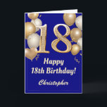 18th Birthday Navy Blue and Gold Balloons Confetti Card<br><div class="desc">18th Birthday Navy Blue and Gold Balloons Confetti Card. For further customisation,  please click the "Customise it" button and use our design tool to modify this template.</div>