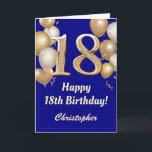 18th Birthday Navy Blue and Gold Balloons Confetti Card<br><div class="desc">18th Birthday Navy Blue and Gold Balloons Confetti Card. For further customisation,  please click the "Customise it" button and use our design tool to modify this template.</div>