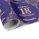 18th Birthday Navy Blue and Gold Glitter Frame Wrapping Paper<br><div class="desc">18th Birthday Navy Blue and Gold Glitter Frame Wrapping Paper. For further customisation,  please click the "Customise it" button and use our design tool to modify this template.</div>