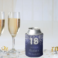 18th birthday navy blue silver glitter dust name