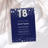 18th birthday navy blue silver stars