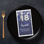 18th Birthday navy blue silver stars Napkin<br><div class="desc">For an 18th birthday celebration. A navy blue background colour with faux silver stars. The blue colour is uneven.  Add your name,  text.</div>