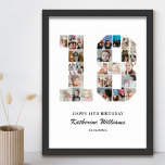 18th Birthday Number 18 Custom Photo Collage Poster<br><div class="desc">Celebrate your teen's milestone 18th birthday with this personalised number 18 photo collage poster. This customisable gift is a perfect way to display precious memories from your child's first year. The poster features a collage of photos capturing those special moments, and it can be customised with your child's name and...</div>