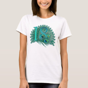 18th birthday or anniversary peacock numbers T-Shirt