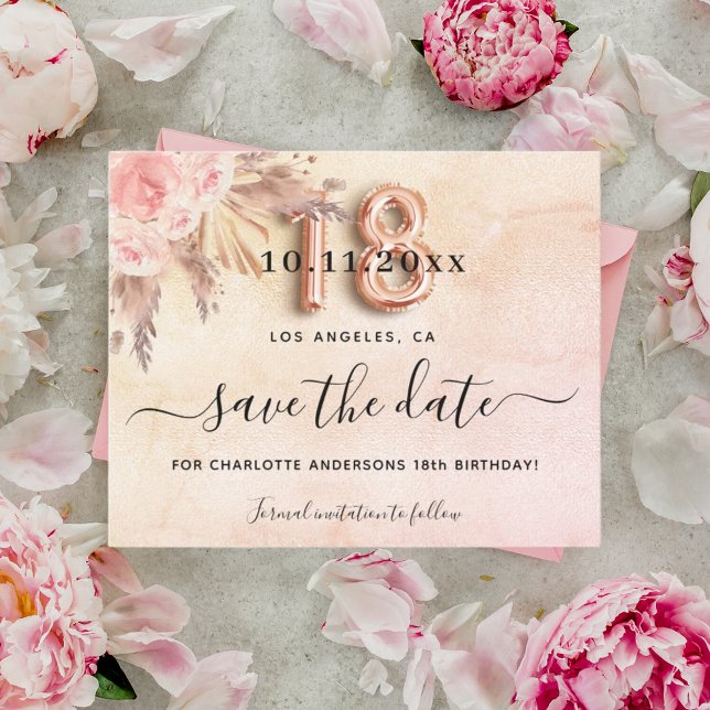 18th birthday pampas rose save the date budget flyer (Creator Uploaded)
