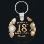 18th Birthday Party Black and Gold Balloons Key Ring<br><div class="desc">18th Birthday Party Black and Gold Balloons and Confetti Keychain. For further customisation,  please click the "Customise it" button and use our design tool to modify this template.</div>
