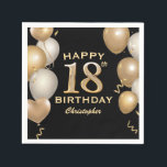 18th Birthday Party Black and Gold Balloons Napkin<br><div class="desc">18th Birthday Party Black and Gold Balloons and Confetti Napkin. For further customisation,  please click the "Customise it" button and use our design tool to modify this template.</div>