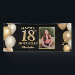 18th Birthday Party Black and Gold Balloons Photo Banner<br><div class="desc">18th Birthday Party Black and Gold Balloons Photo Banner. For further customisation,  please click the "Customise it" button and use our design tool to modify this template.</div>