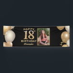 18th Birthday Party Black and Gold Balloons Photo Banner<br><div class="desc">18th Birthday Party Black and Gold Balloons Photo Banner. For further customisation,  please click the "Customise it" button and use our design tool to modify this template.</div>