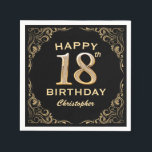 18th Birthday Party Black and Gold Glitter Frame Napkin<br><div class="desc">18th Birthday Party Black and Gold Glitter Frame Napkins. For further customisation,  please click the "Customise it" button and use our design tool to modify this template.</div>