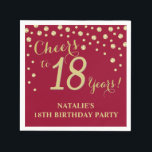 18th Birthday Party Burgundy Red and Gold Diamond Napkin<br><div class="desc">18th Birthday Party Invitation with Burgundy Red and Gold Glitter Diamond Background. Gold Confetti. Adult Birthday. Man or Woman Birthday. For further customisation,  please click the "Customise it" button and use our design tool to modify this template.</div>