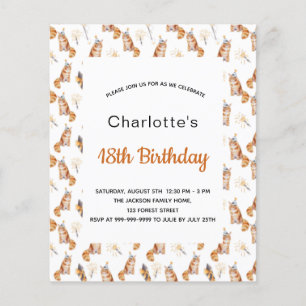 18th birthday party cats white golden budget  flyer