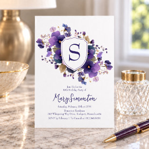 18th Birthday Party Classic Monogram Crest Invitation