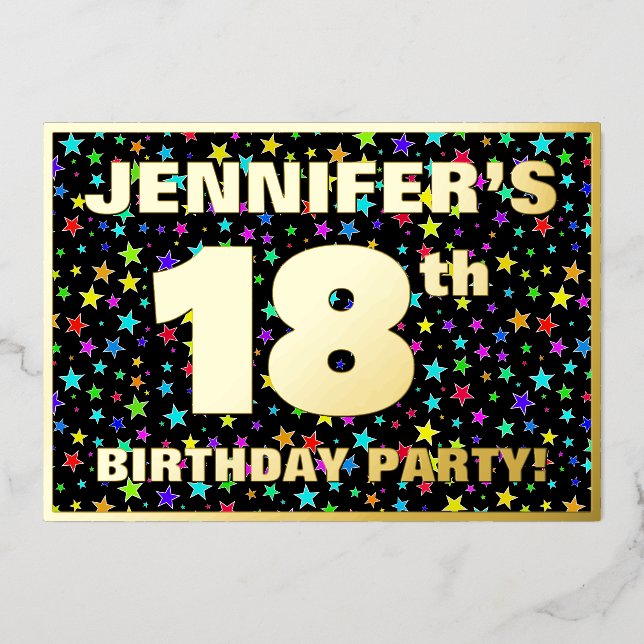 18th Birthday Party — Fun, Colourful Stars Pattern (Front)
