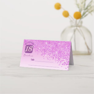 18th Birthday Party Glam Pink Glitter Place Card