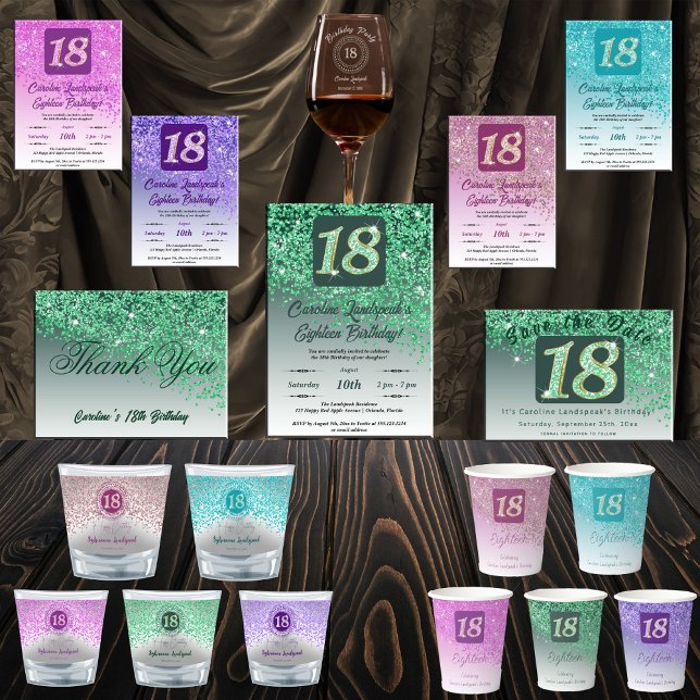 18th Birthday Party Gleaming Green Glitter Paper Cups (Creator Uploaded)