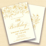 18th Birthday Party Gold Rose Floral Ivory White Invitation<br><div class="desc">Elegant open line gold roses create the perfect top border. The ivory white background gives it a cosy warm glow and the calligraphy adds a luxe touch. This invitation is part of the Luxe Gold Rose Collection. It contains templates for birthday suite stationery,  welcome signs and party decorations.</div>